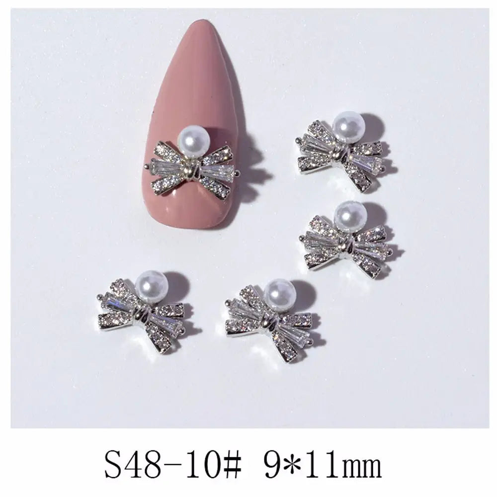 Crystal Bow Butterfly Pearl Nail Charms