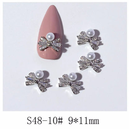 Crystal Bow Butterfly Pearl Nail Charms