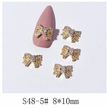 Crystal Bow Butterfly Pearl Nail Charms