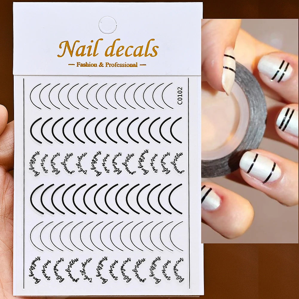 3D French Nail Stickers 1pcs French Romance Fashion Nail Accessories Metal Line Nail Stickers Nail Art Stickers Nail Stickers