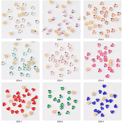 Mini Heart Glass Nail Rhinestones 100pc
