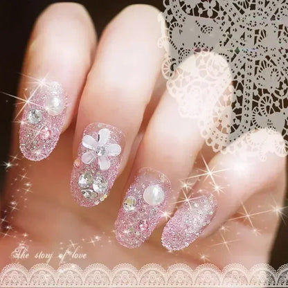 Yellow Peach Floral Almond Nails
