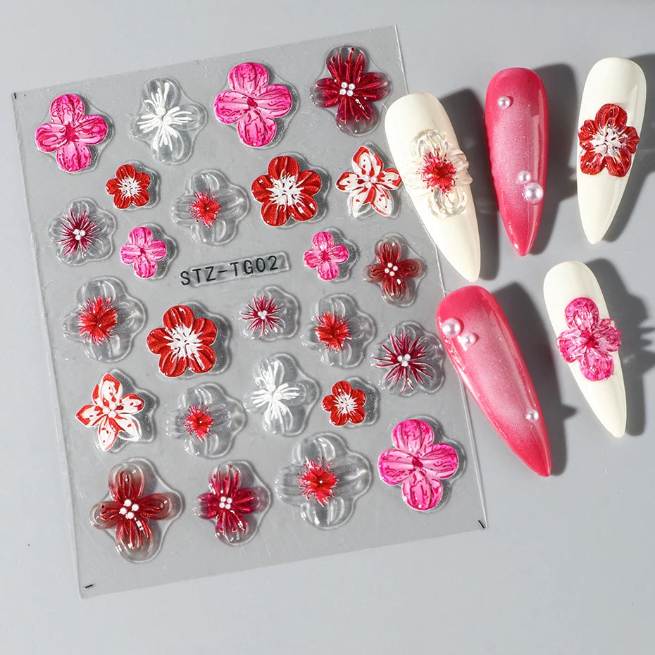 Spring Floral Jelly Nail Art Stickers