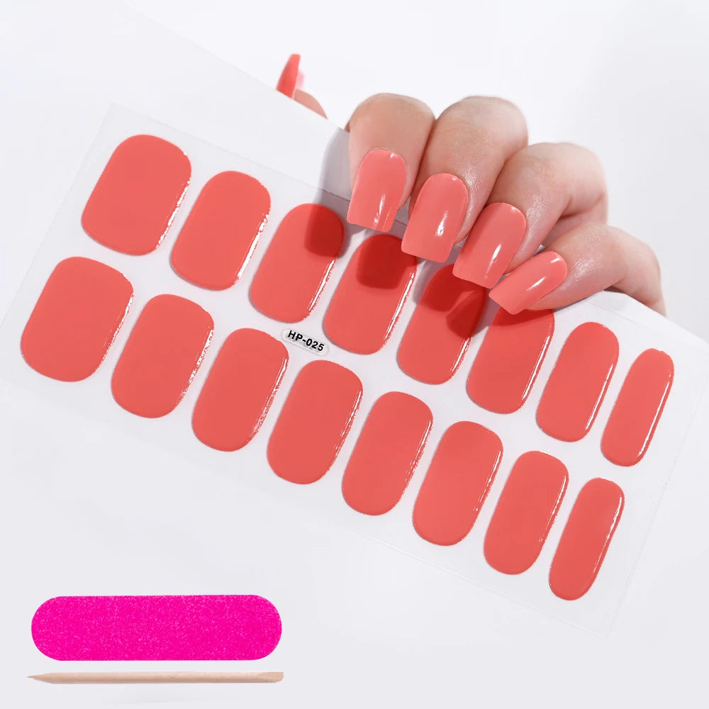 Semi Cured Wraps Fast Gel Nail Sticker Soild Nail Gel Wraps Adhesive Full Cover Gel Nail Decal UV Lamp Cured Manicure Decoration