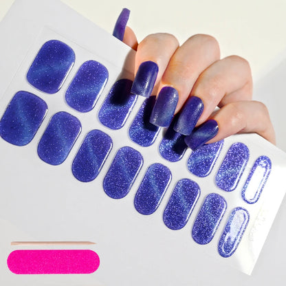 Semi Cured Wraps Fast Gel Nail Sticker Soild Nail Gel Wraps Adhesive Full Cover Gel Nail Decal UV Lamp Cured Manicure Decoration