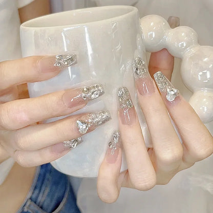 Moon Star Glitter Press-On Nails