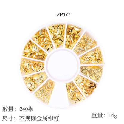 1Box Mixed Acrylic Gems Nail Rhinestones 3D Metal Alloy Nail Charms Flat Jewelry Decoration DIY Manicure Accessory DIY Stones*5H