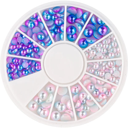 1Box Mixed Acrylic Gems Nail Rhinestones 3D Metal Alloy Nail Charms Flat Jewelry Decoration DIY Manicure Accessory DIY Stones*5H