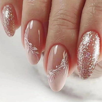 Glitter White French Press-On Nails