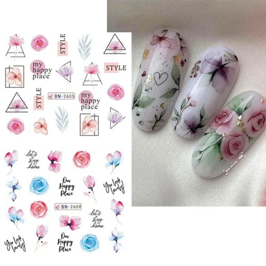 Ink Bloom Graffiti Nail Art Stickers