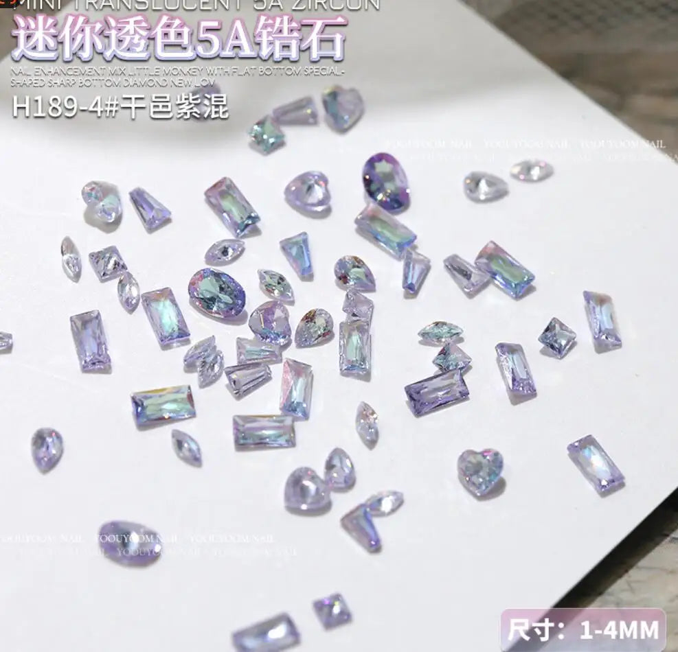 Mixed Shape Zircon Nail Rhinestones 50pc