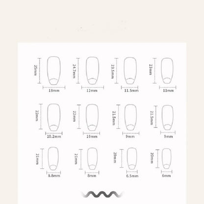 24PCS/1BOX  Dark Wind Gradient Long White Bow Nail Patch Fake Nails