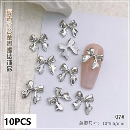New 10pcs Butterfly Parts Ribbon Parts Ribbon Decorations Nail Figures Bows Nail Charms Bow Nail Accessories SZZS09