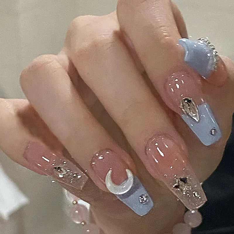 Moon Star Glitter Press-On Nails