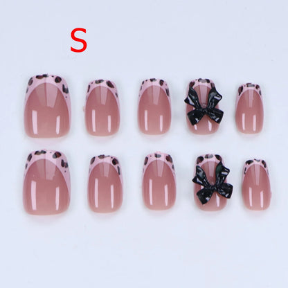 Black Bowknot Short Press-On Nails