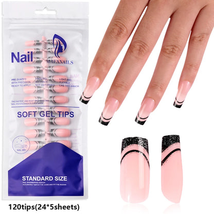 Light Pink Square Press-On Nails 100pc
