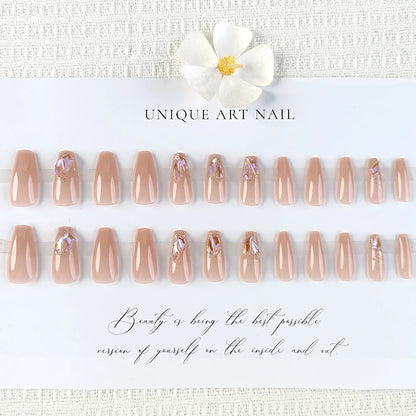 Pink Rhinestone Coffin Press-On Nails