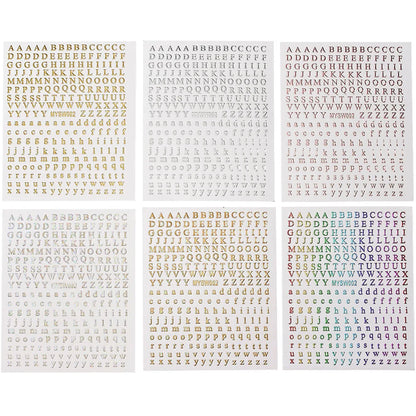 12Sheets 26-Bit Letters Nail Art Sticker Set Self-Adhesive Capital/Lower Case English Alphabet Nail Slider 3D Manicure Decal Kit
