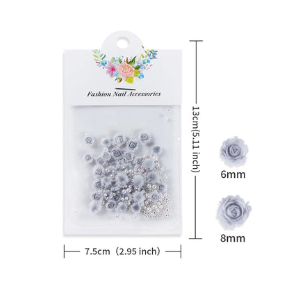Pink Rose Resin Flower Nail Charms 30pc