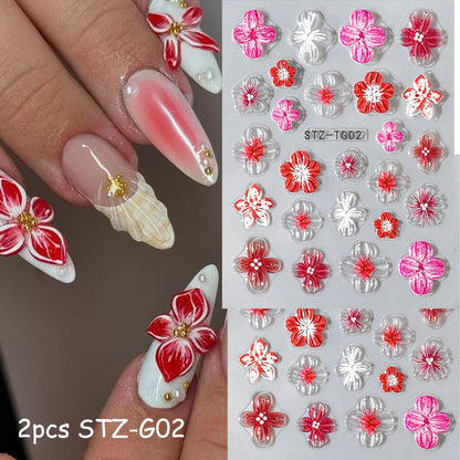 Spring Floral Jelly Nail Art Stickers