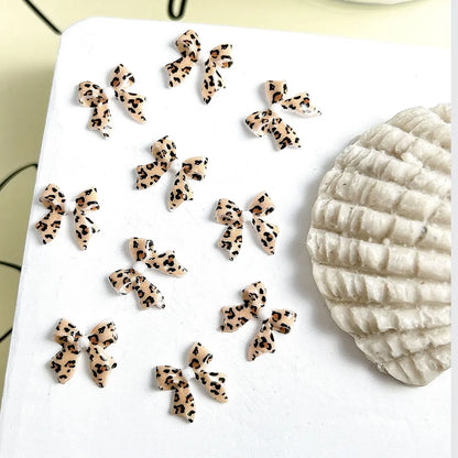 Leopard Print Bow Nail Charms 50pc