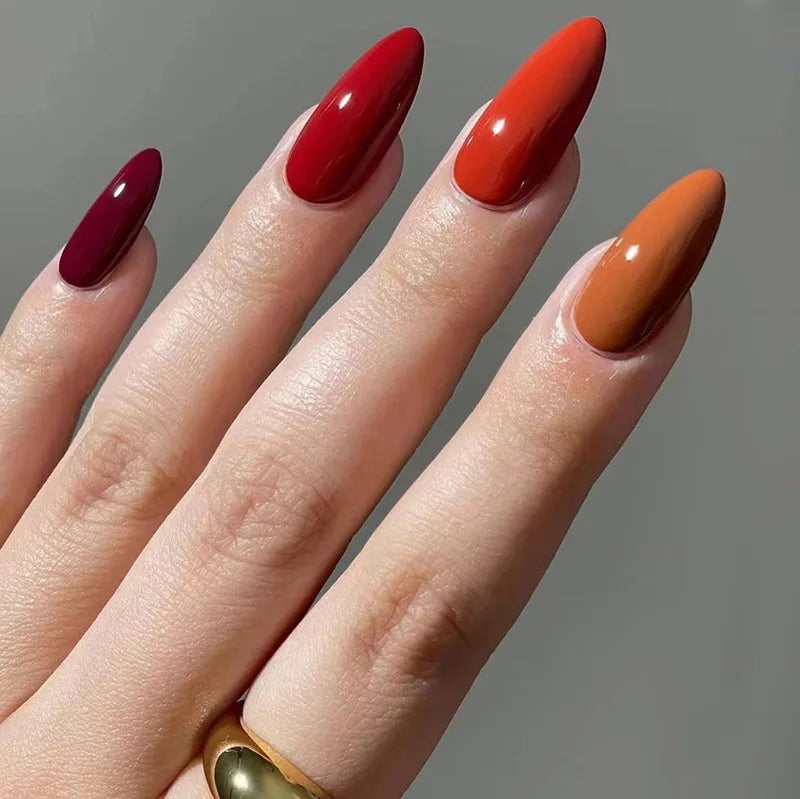 Wine Red Almond Press-On Nails
