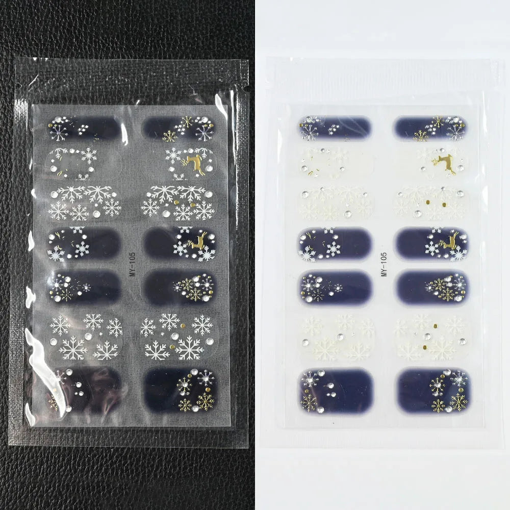 59 Style of Nail Stickers 1Sheet Rhinestones Fashion Nail Wraps Self Adhesive Manicure Decoracion DIY Full Cover Nail Sticker#5-