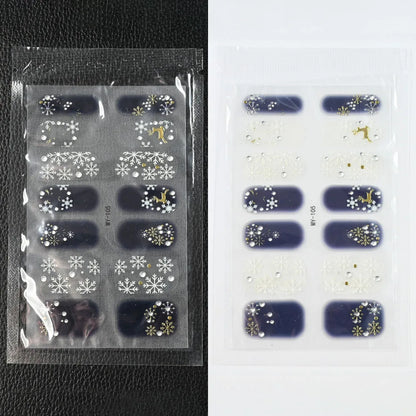 59 Style of Nail Stickers 1Sheet Rhinestones Fashion Nail Wraps Self Adhesive Manicure Decoracion DIY Full Cover Nail Sticker#5-