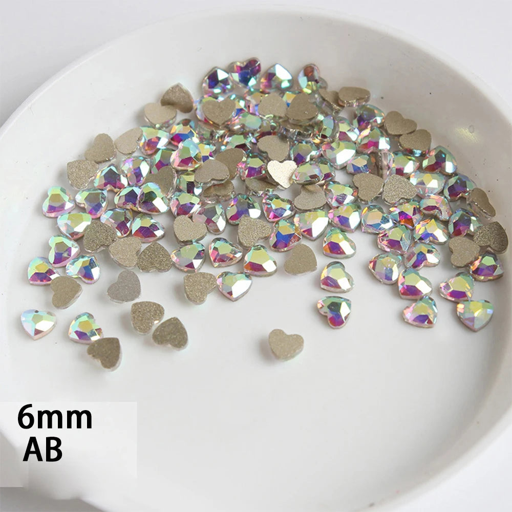 Mini Heart Glass Nail Rhinestones 100pc