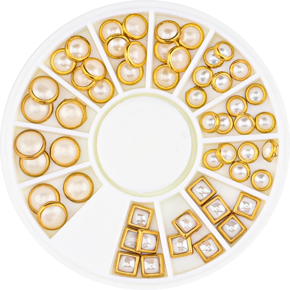 1Box Mixed Acrylic Gems Nail Rhinestones 3D Metal Alloy Nail Charms Flat Jewelry Decoration DIY Manicure Accessory DIY Stones*5H