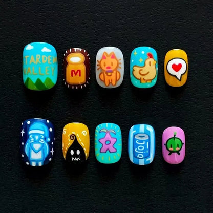 Cartoon Bean Nails Fall Winter 30pc