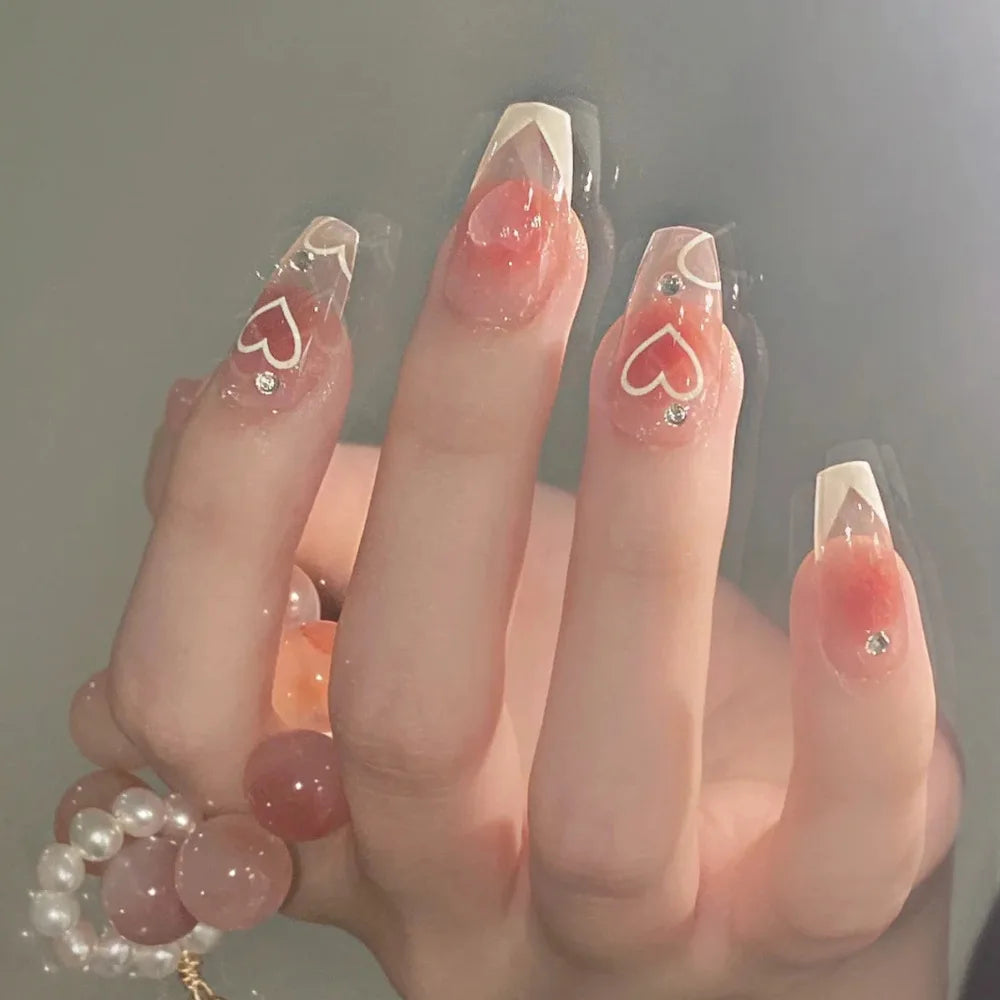 Pink Rhinestone Coffin Press-On Nails