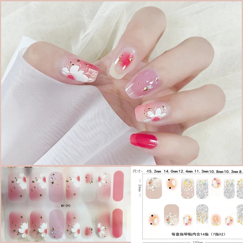 59 Style of Nail Stickers 1Sheet Rhinestones Fashion Nail Wraps Self Adhesive Manicure Decoracion DIY Full Cover Nail Sticker#5-