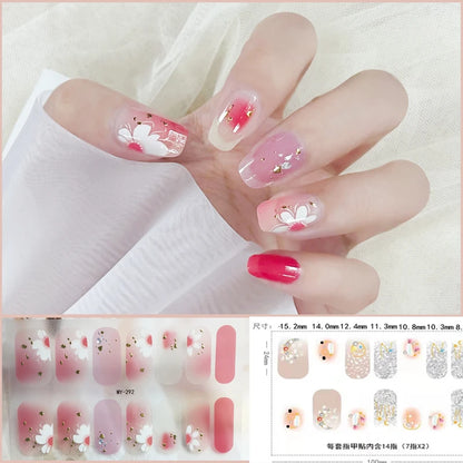 59 Style of Nail Stickers 1Sheet Rhinestones Fashion Nail Wraps Self Adhesive Manicure Decoracion DIY Full Cover Nail Sticker#5-