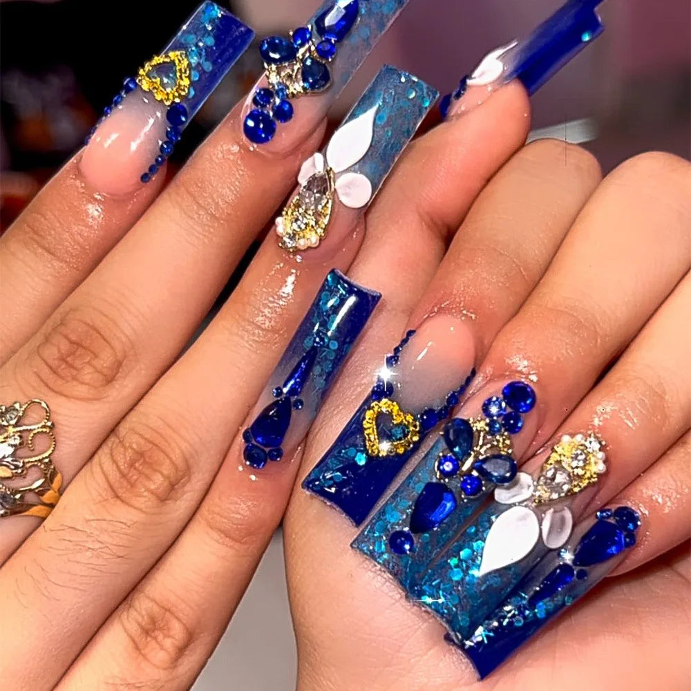 Leopard Cherry Rhinestone Press-On Nails