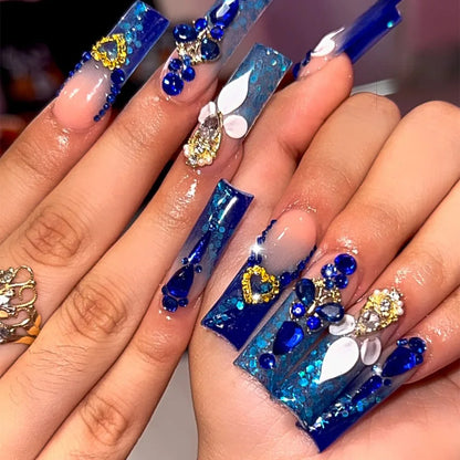 Leopard Cherry Rhinestone Press-On Nails