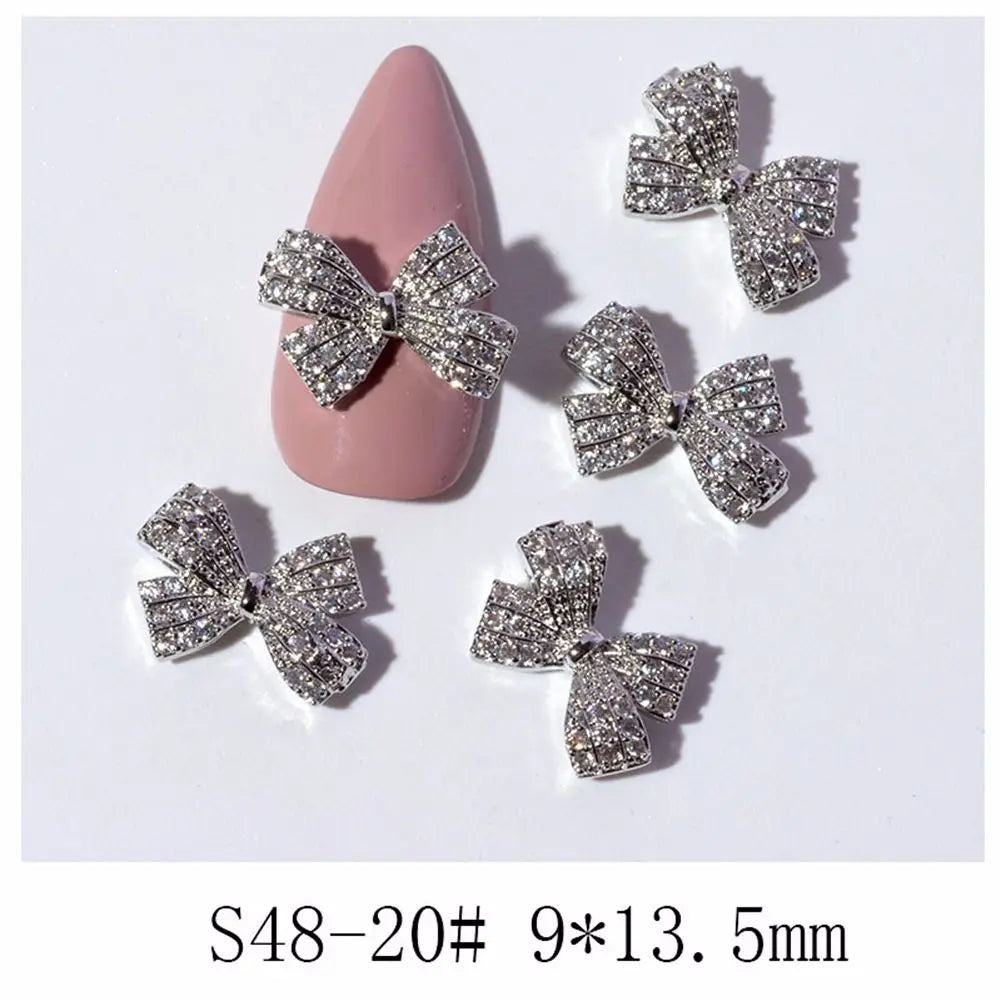 Crystal Bow Butterfly Pearl Nail Charms