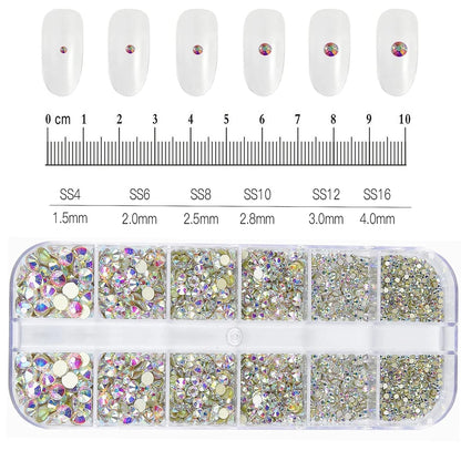 Crystal AB Rhinestone Nail Art Kit 12 Grid