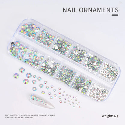 Crystal AB Rhinestone Nail Art Kit 12 Grid