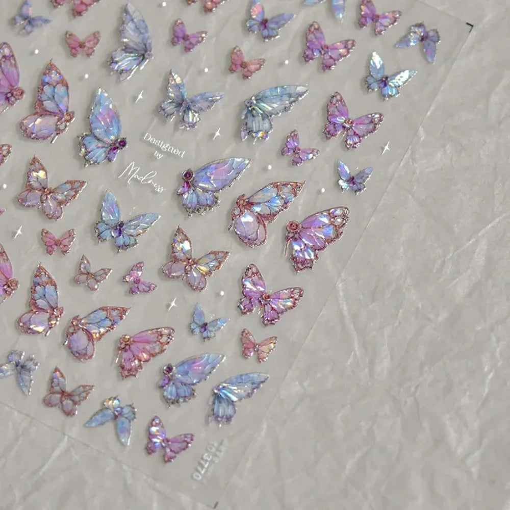 5D Butterfly Aurora Nail Stickers