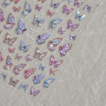 5D Butterfly Aurora Nail Stickers