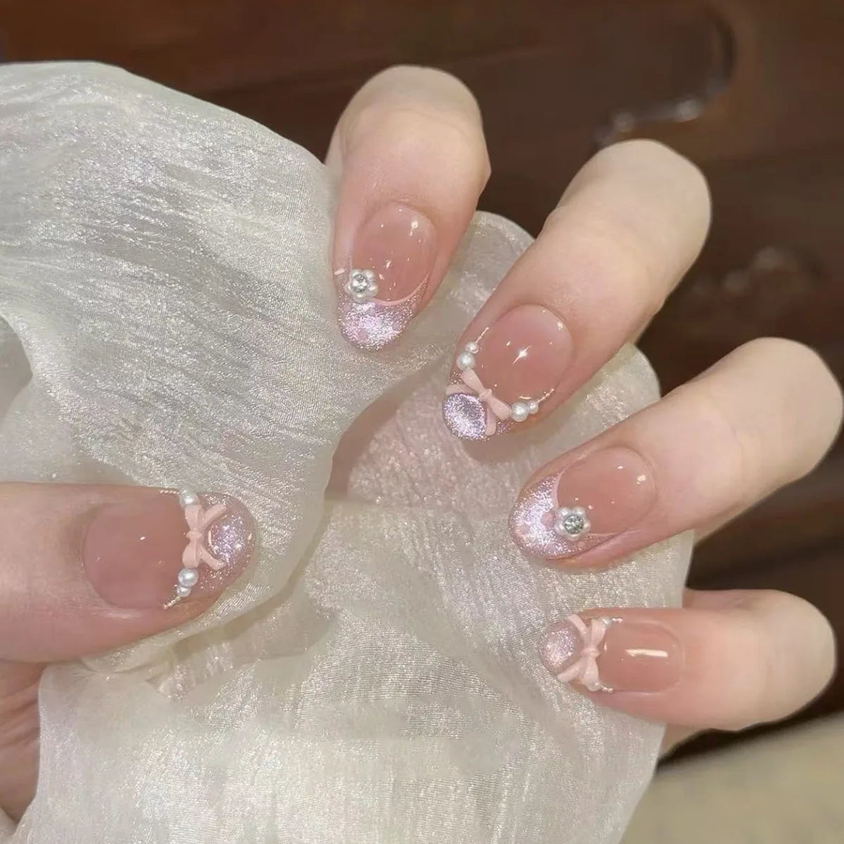 Glitter White French Press-On Nails