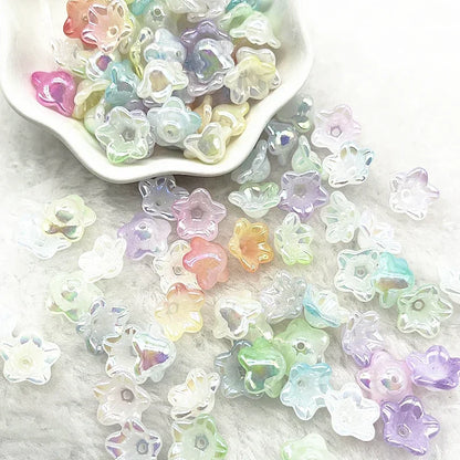 Gradient Bellflower Acrylic Bead Caps 50pc