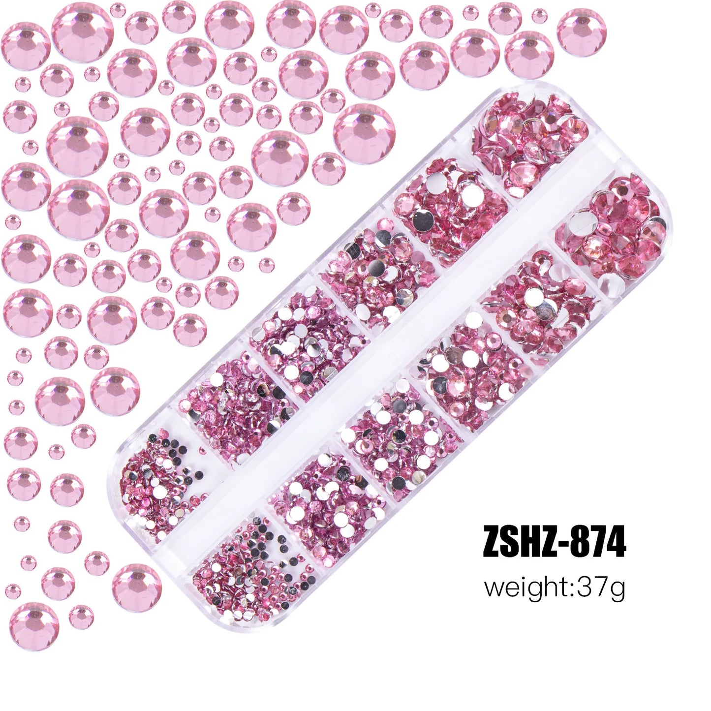 6mm Light Pink Heart Rhinestone 3D Nail Art Charms 50Pcs Flat-Back Crystal Manicure Accessory DIY Love Gems Stone Nail Decor*YK9