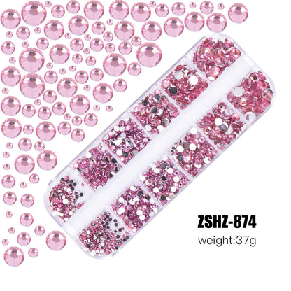 6mm Light Pink Heart Rhinestone 3D Nail Art Charms 50Pcs Flat-Back Crystal Manicure Accessory DIY Love Gems Stone Nail Decor*YK9