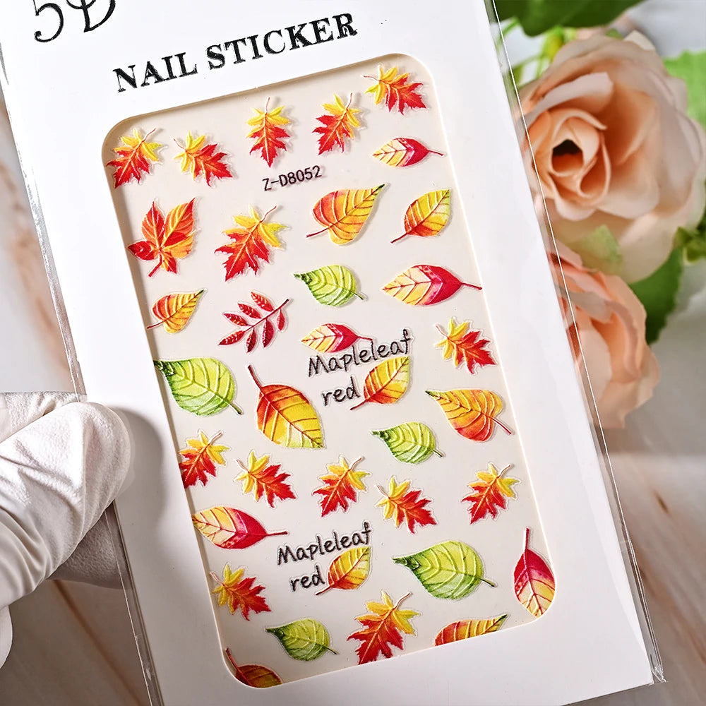 5D Sea Nail Art Stickers Embossed Self-Adhesive Ocean Beach Style Nail Slider Kawaii Starfish/Shell/Coral Reef Decor Nail Decals