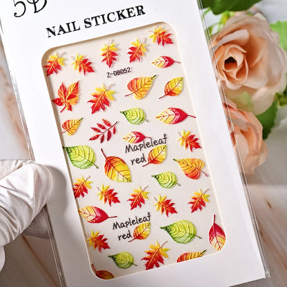 5D Sea Nail Art Stickers Embossed Self-Adhesive Ocean Beach Style Nail Slider Kawaii Starfish/Shell/Coral Reef Decor Nail Decals