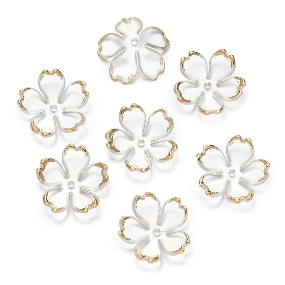 Cherry Blossom Acrylic Beads 50pc