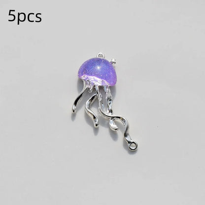 8pcs Cute Ocean Animals Enamel Mini Jellyfish Dangle Charm Beads for Making DIY Pendants Jewelry Accessories 40*22mm