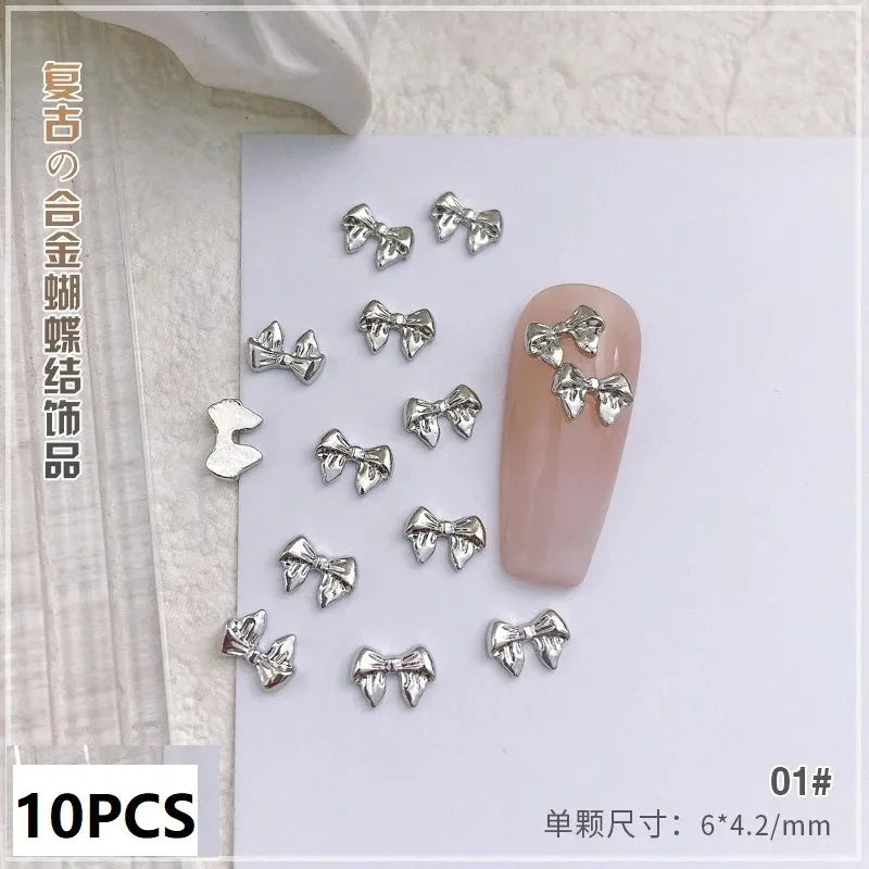 New 10pcs Butterfly Parts Ribbon Parts Ribbon Decorations Nail Figures Bows Nail Charms Bow Nail Accessories SZZS09